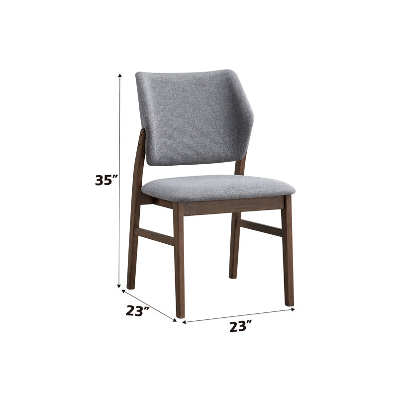 Sarha Armless Side Chair In Light Gray And Walnut (Set Of 2), Gray