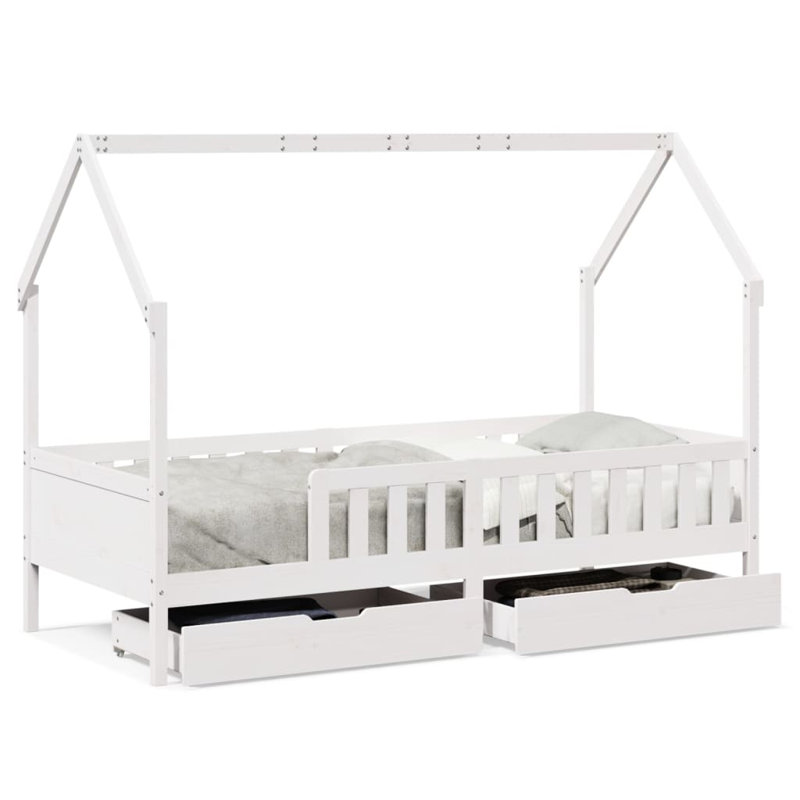Ariane Standard House Beds with Trundle Included, White, 80 x 200 cm