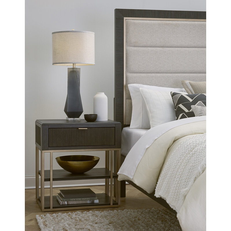 West End Loft Open Shelf Nightstand with Storage Drawer