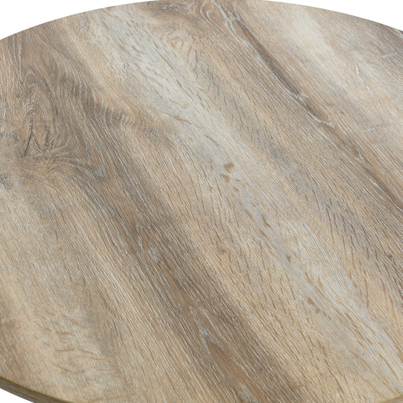 Gateshead Jamestown Round Coffee Table Rustic Wood Grain and Metal, Coastal Oak