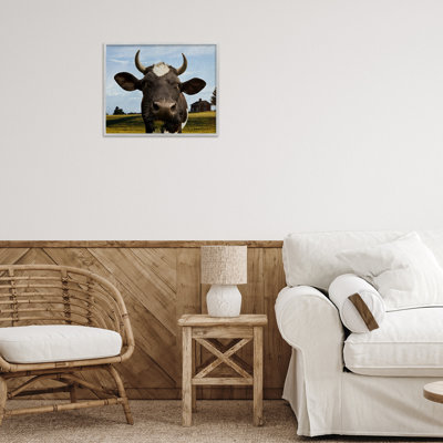Farm Cow with Curved Horns Framed Giclee, design by Marcus Prime