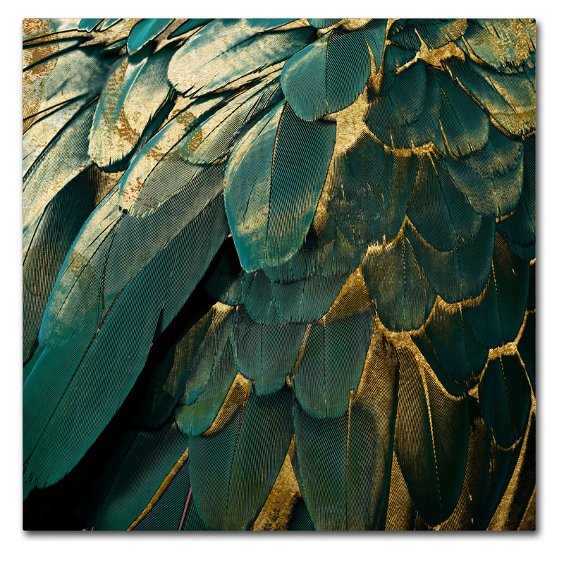 «Jadaya Feather Glitter» par Color Bakery, impression sur toile tendue, H 18 po x l 18 po x P 2 po