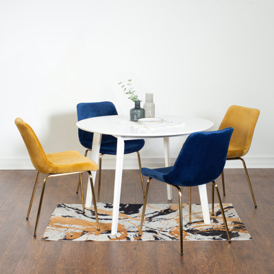 Aufurr Contemporary 5-Piece Dining Set, White Round Dining Table With 4 Chairs