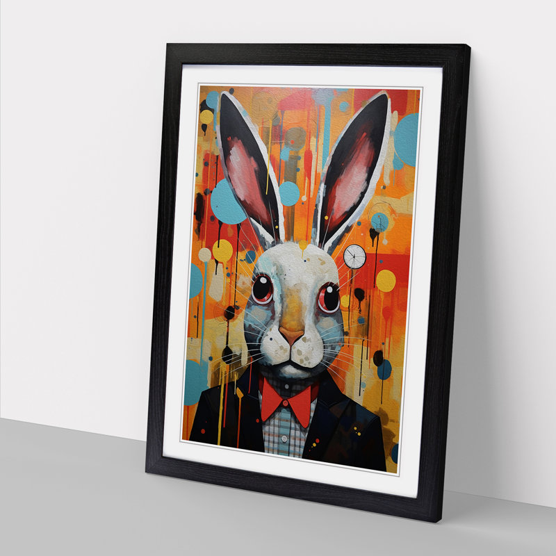 XYZ-FRM-V1223-5332 Rabbit Constructivism No.2 - Single Picture Frame Print on Wood, 46cm H x 34cm W x 2cm D, Black