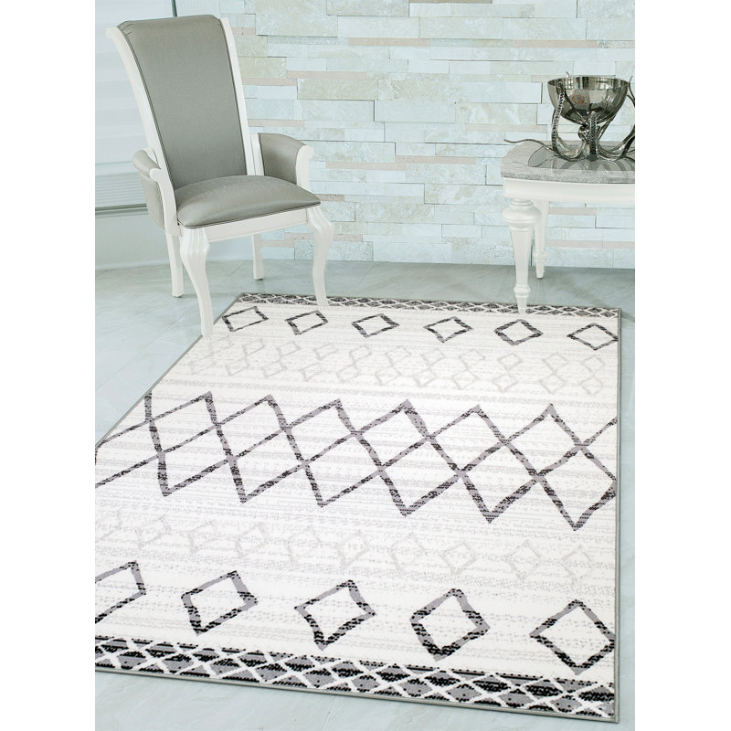 Tapis beige à motif géométrique Daye, Rectangle 7 pi 10 po x 10 pi 6 po