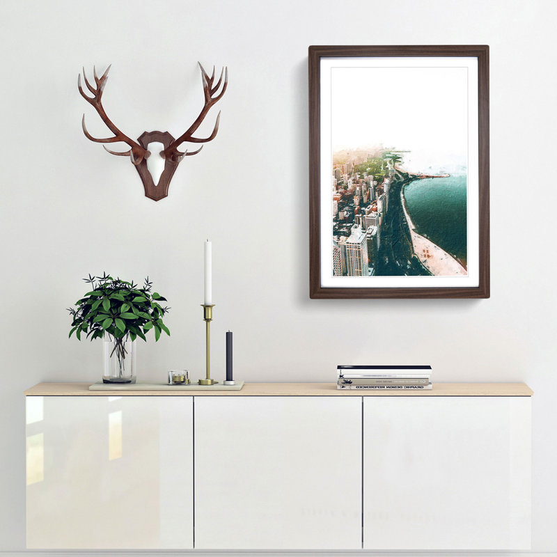 Chicago Skyline - Picture Frame Painting Print, Walnut Framed, 48cm H x 36cm W x 2cm D