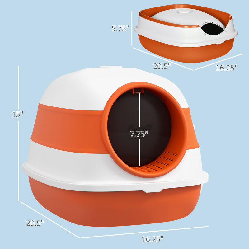 Bac à litière avec couvercle PawHut, Orange / blanc