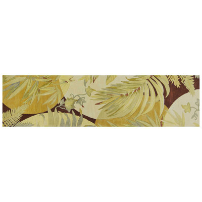 Tapis de couloir en laine ivoire / brun / jaune Salander