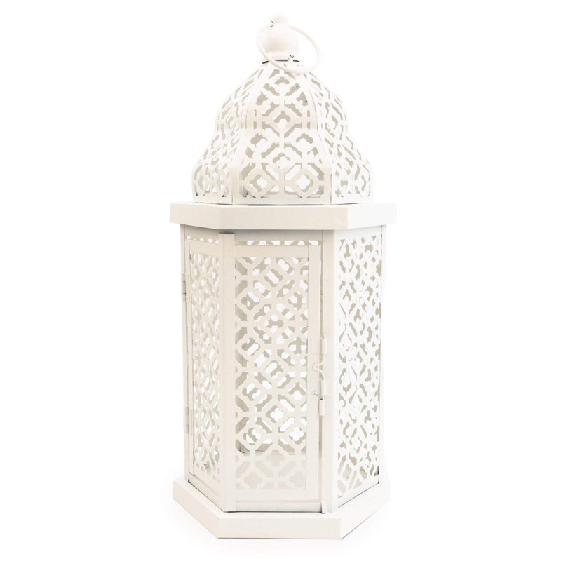 Metal Tabletop Lantern, White