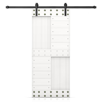 Paneled Wood DIY Barn Door with Installation Hardware Kit and Clavos