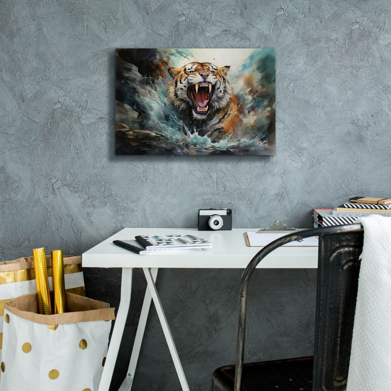 «Epic Graffiti», «Wild Life Of Predators In Watercolor 1» par Momart, art mural sur toile, H 12 po x l 18 po x P 0,75 po