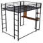 Lit mezzanine en métal avec 2 tablettes et un bureau