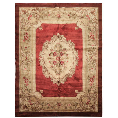 Tapis bourgogne en laine noué à la main 8 pi 7 po x 11 pi 5 po Asmara