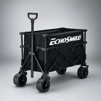 Caravanes hautes noires avec poche intérieure amovible, roues tout-terrain et capacité de charge élevée pour les aventures en plein air