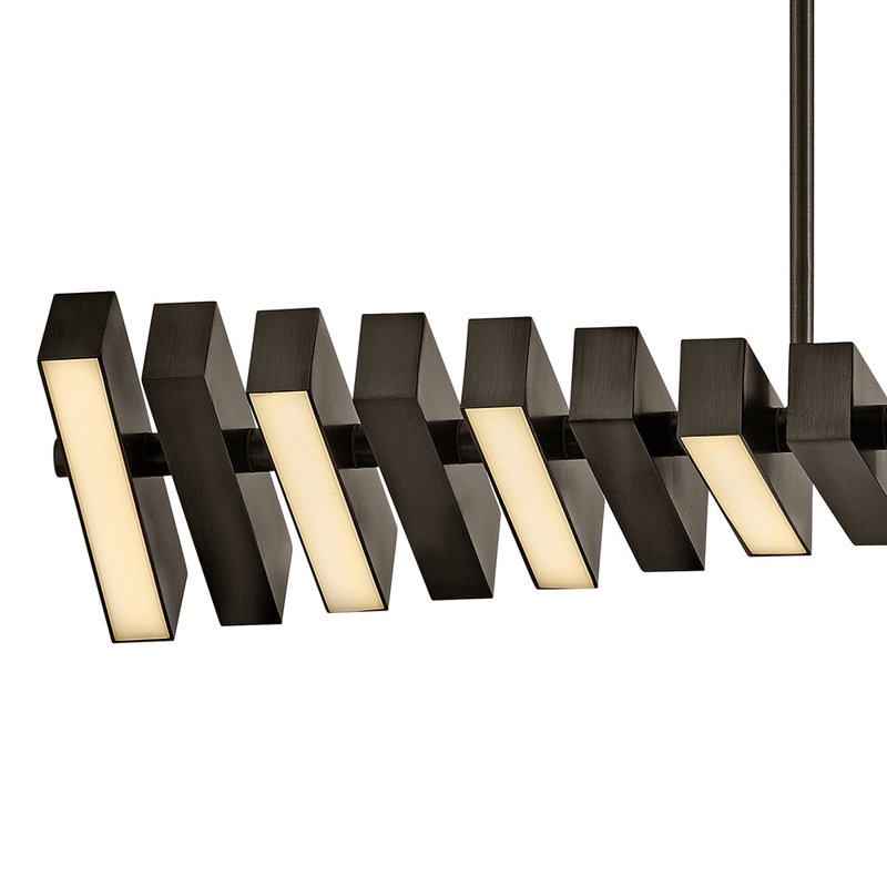 1 - Light Kitchen Island Rectangle Chandelier, Painted Black Oxide