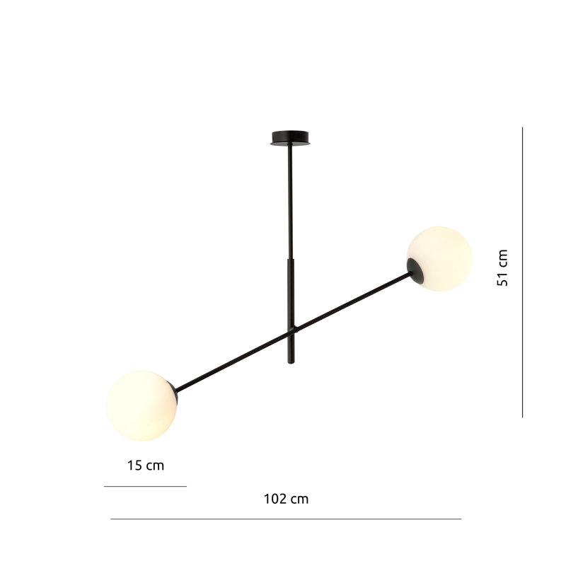 2-Light Sputnik Chandelier, White