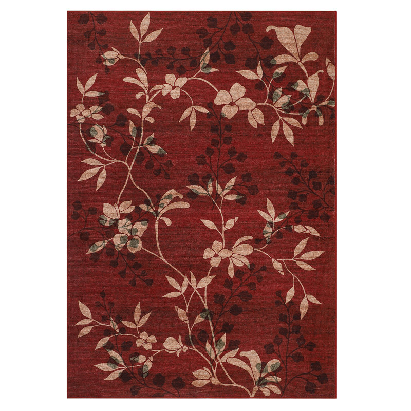 Machine Washable Modern Leaves Printed Rug Non Slip Non Shedding Low Pile Rug Soft Botanical Pattern Throw Floor Cover Foldable Indoor Carpet for Living Room Dining Room Bedroom Nursery