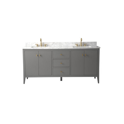 72'' Double Bathroom Vanity with Engineered Marble Top