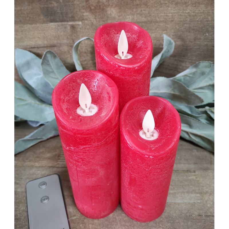 Ensemble de bougies lumineuses à pilier à DEL, H 7 po x l 2 po x P 2 po, Rouge