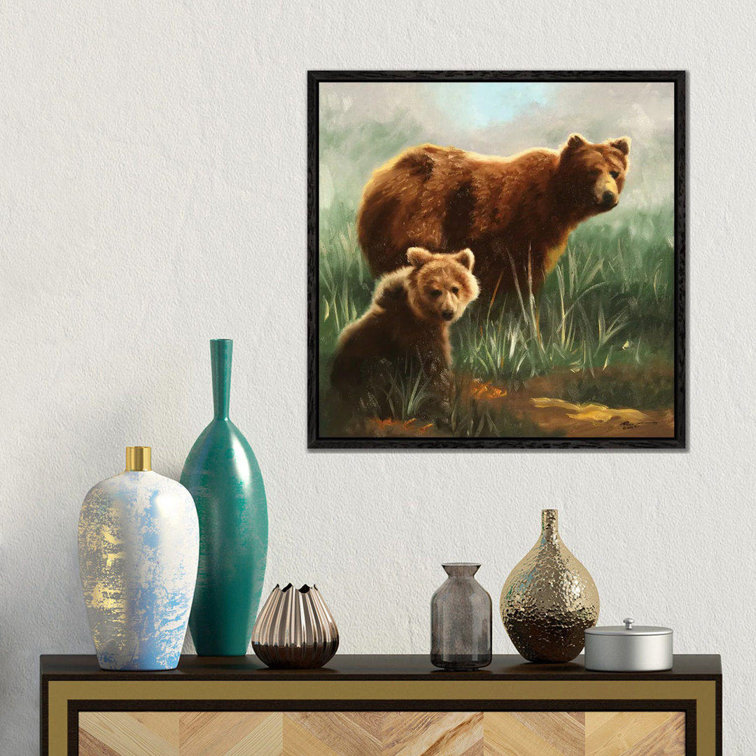 Brown Bears In Grassy Field von D. "Rusty" Rust - Gallery-Wrapped Canvas GiclÃ©e