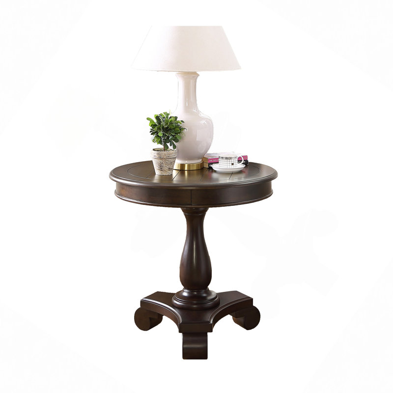 Table d'appoint ronde à piédestal en bois, Espresso