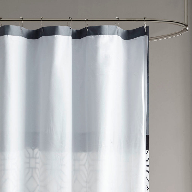 Rideau de douche brodé et découpé, Géométrique gris / noir