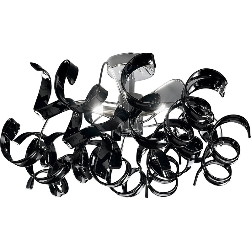 Astro Crystal Semi Flush Mount, Black, Chrome