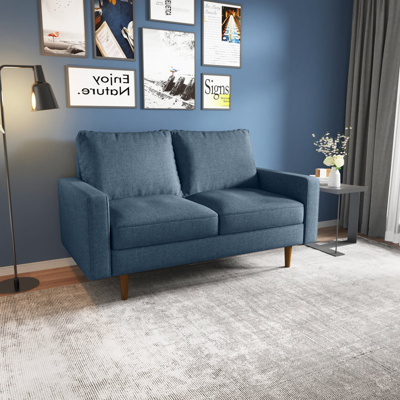 Causeuse Markham, Mélange de lin bleu sarcelle, H 33 po x l 58 po x P 32 po