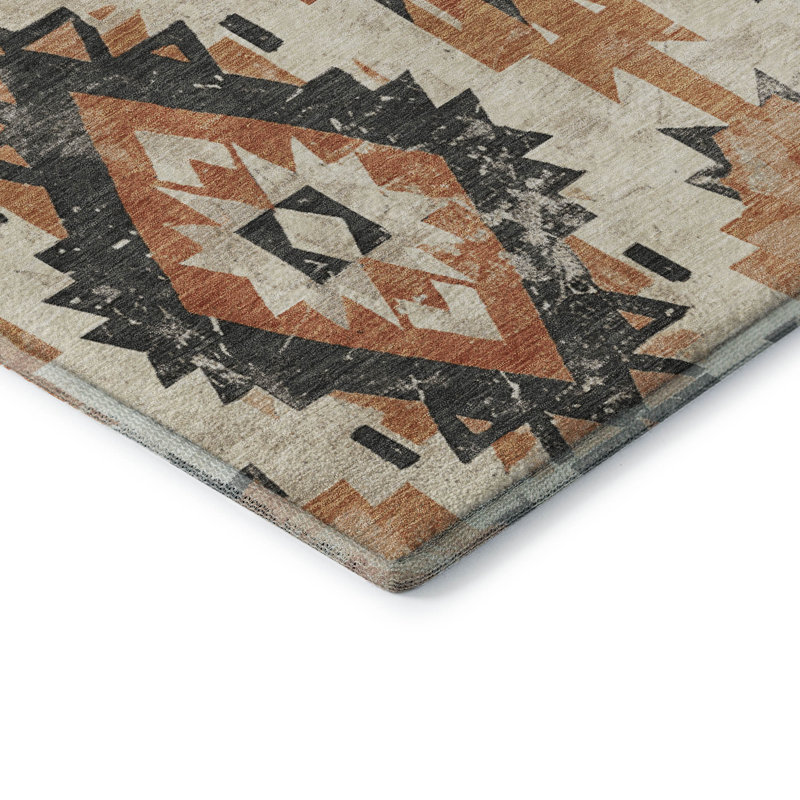 Premium Machine Washable Crestover AMF1878 Aztec Rug, Round 8'