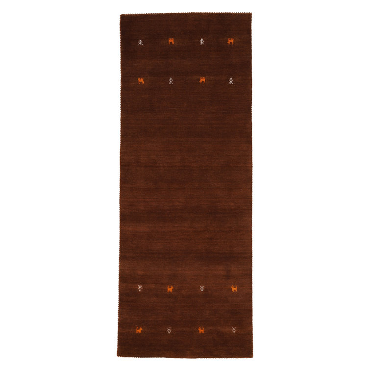 Handwoven Wool Gabbeh Uni Brown Rug