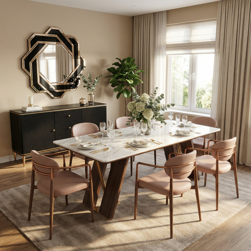 Metal Base Dining Table