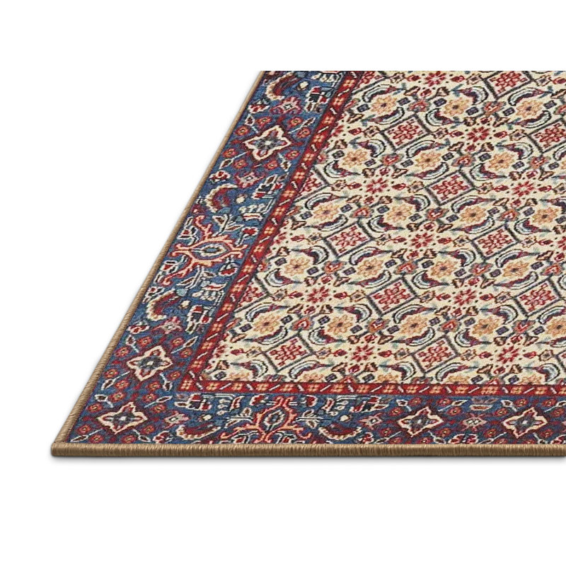 Tapis beige/bleu traditionnel Klotilde, Rectangle 2 pi x 4 pi