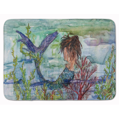Tapis pour salle de bain en mousse à mémoire de forme imaginaire sirène brunette