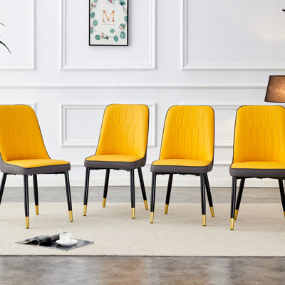 Chaises de salle à manger contemporaines noires avec pieds en cuir et en métal pour un espace de détente élégant salon moderne