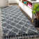 Cantera Shag Plush Tassel Moroccan Geometric Trellis Denim Blue/Cream Rug