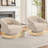 Modern Swivel Barrel Accent Chair, 360° Upholstered Armchair with Striped Backrest & Plush Padding-2108596014