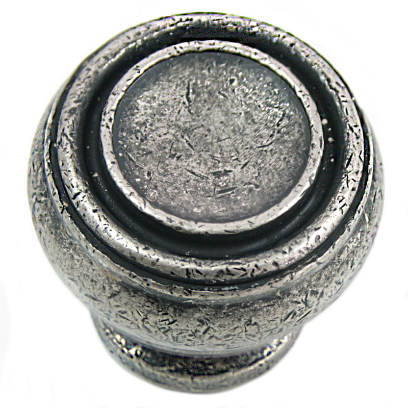 Distressed Pewter Round Mushroom Cabinet Knob with Mounting Hardware