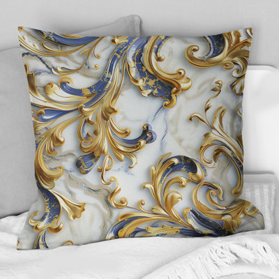Gold Black Elegant Marble - Marble Throw Pillow