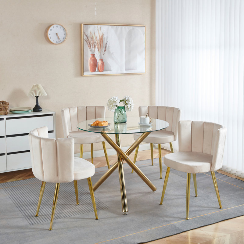Chaise de salle à manger moderne (ensemble de 2) en velours et dossier confortable, convient à la salle à manger, au salon, au café, à structure simple
