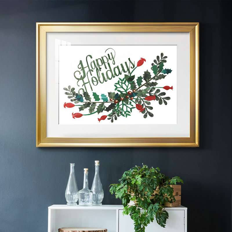 «Cut Wreath Christmas Collection A», reproduction encadrée sur papier, Or, H 30 po x l 44 po x P 1,5 po