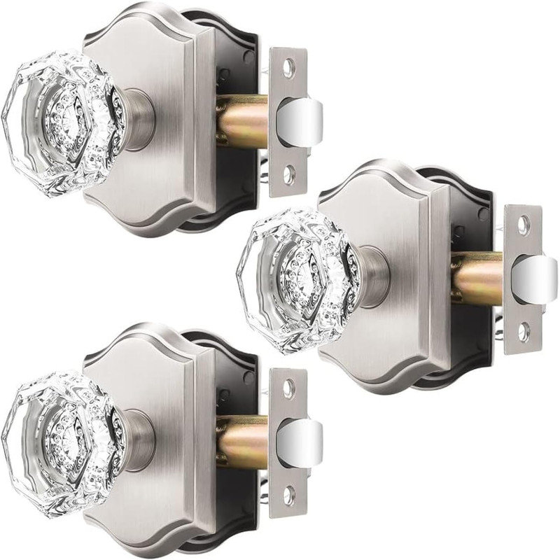 Crystal Passage Door Knobs, Antique Bronze