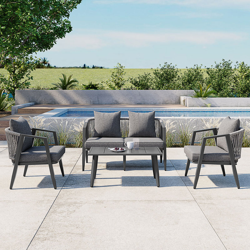 Ensemble de sièges d'extérieur durables et confortables, Gris, Gris foncé