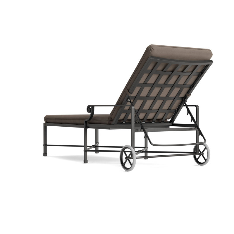 Venetian Outdoor Chaise Lounge, Textured Pewter, Fusion Neptune