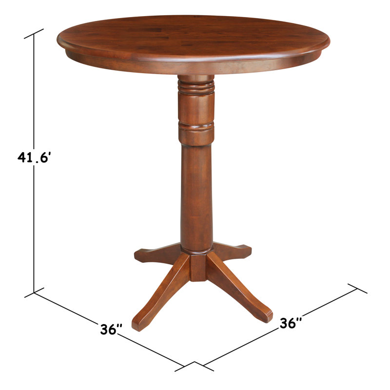 Ensemble de salle à manger à piédestal en bois massif pour 2 personnes Frausto, 41.9" H x 30" W x 30" D, Espresso