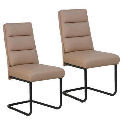 Modern Faux Leather and Metal Dining Chair, Set of 2