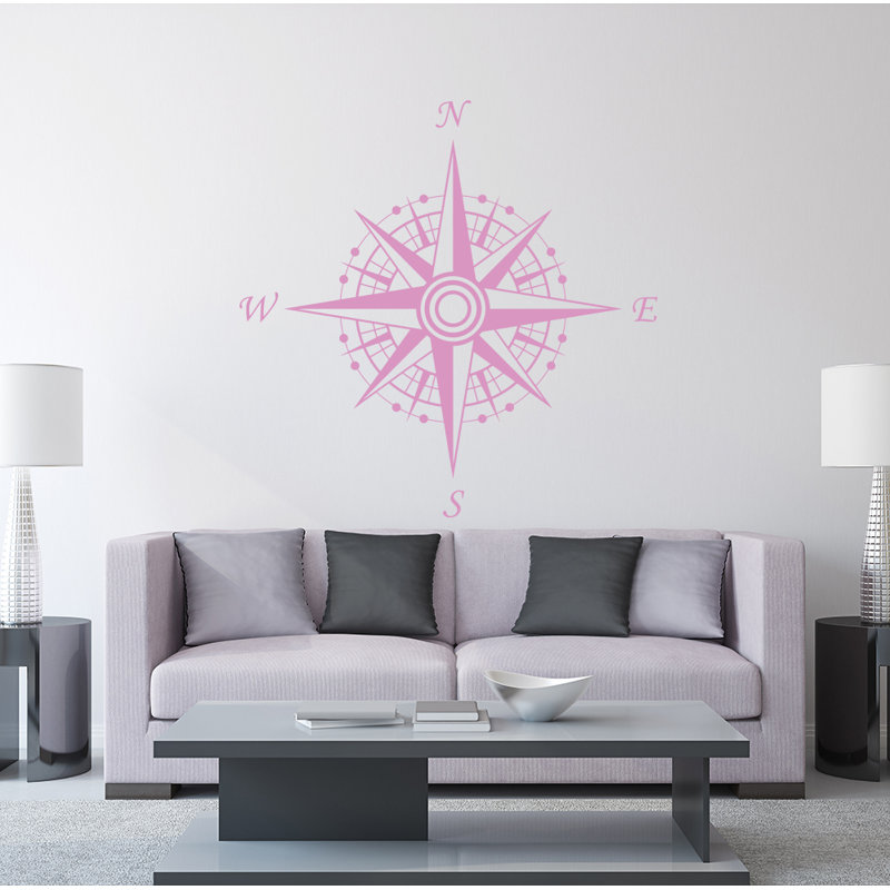 Décalcomanie murale autocollante compass, Lilas