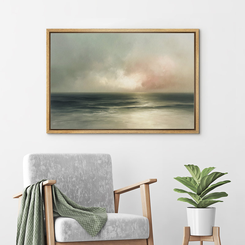 «Green Coastal Brach Ocean», reproduction d'art sur toile encadrée, Naturel, H 24 po x l 36 po