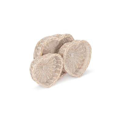 Willow 3 Piece Heart Shaped  Tray Basket Storage Set
