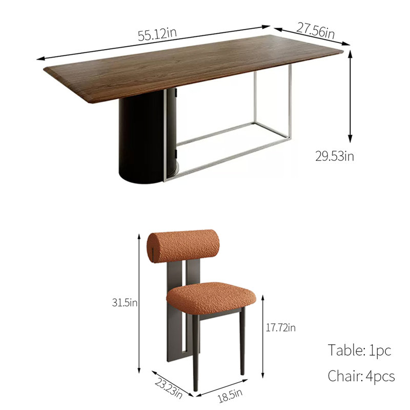 Ensemble de salle à manger rectangulaire Minekazu, H 29,53 po x L 55,12 po x l 27,56 po