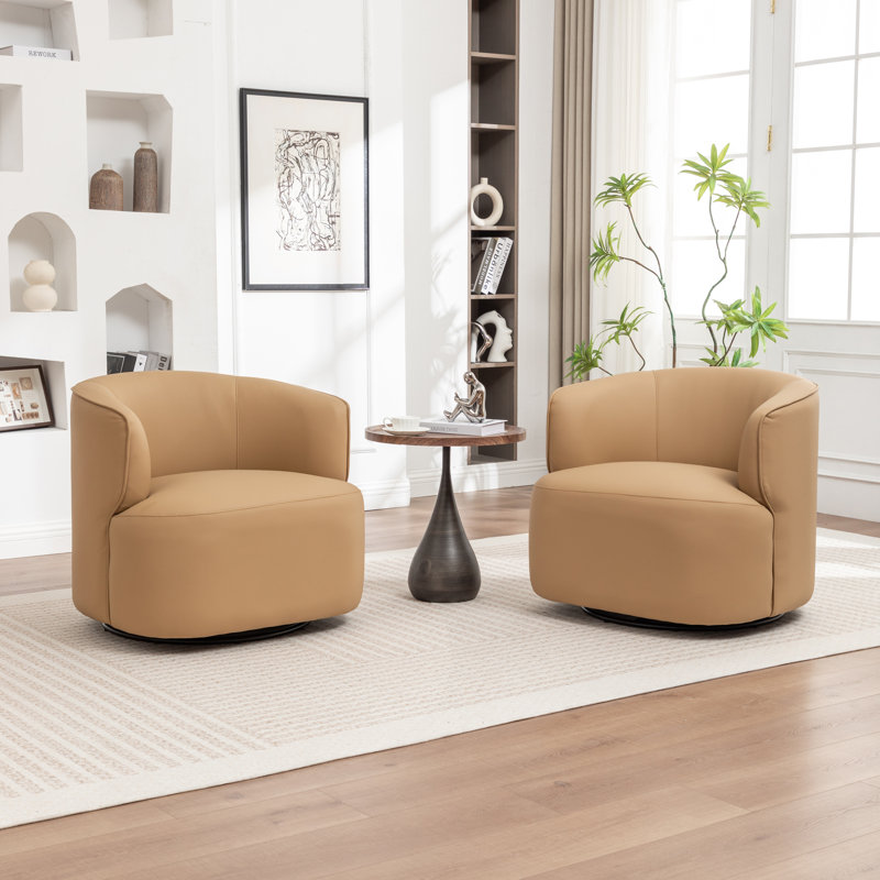Fauteuil demi-tonneau pivotant de 32 po Tybias, Khaki